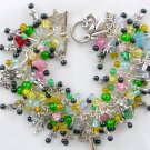Fairy mushroom butterfly yellow green multi color charm bracelet Fairy mushroom butterfly yellow green multi color charm bracelet
