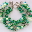Angel fairy leaf charm green rose flower glow in dark heart bracelet Angel fairy leaf charm green rose flower glow in dark heart bracelet