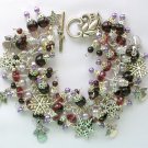 Angel snowflake dark purple crackle glass bead charm bracelet Angel snowflake dark purple crackle glass bead charm bracelet