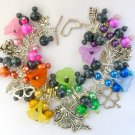Fairy and four leaf clover rainbow black bead charm bracelet Fairy and four leaf clover rainbow black bead charm bracelet