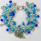 Fairy and dangling star charm blue aqua bead cha cha bracelet Fairy and dangling star charm blue aqua bead cha cha bracelet