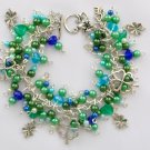 Four leaf clover green touch of blue lucky charm bracelet