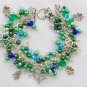 Four leaf clover green touch of blue lucky charm bracelet