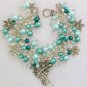Fairy snowflake winter mint green pearl bead charm bracelet