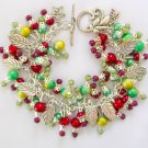 Christmas red green ombre bead leaf cha cha charm bracelet Christmas red green ombre bead leaf cha cha charm bracelet