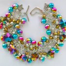 Carnival flower rainbow aqua pink gold AB glass bead bracelet Carnival flower rainbow aqua pink gold AB glass bead bracelet