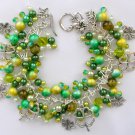 Four leaf clover luck green yellow ombre bead charm bracelet Four leaf clover luck green yellow ombre bead charm bracelet