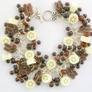 Flip Flop shoe charm brown crackle glass bead bracelet Flip Flop shoe charm brown crackle glass bead bracelet