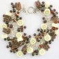 Flip Flop shoe charm brown crackle glass bead bracelet