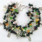 Millefiori heart black colorful bead cupid cherub love charm bracelet Millefiori heart black colorful bead cupid cherub love charm bracelet