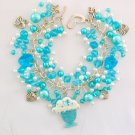 Ice Cream Sundae charm aqua blue Crystal AB heart bead bracelet Ice Cream Sundae charm aqua blue Crystal AB heart bead bracelet