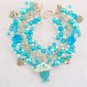 Ice Cream Sundae charm aqua blue Crystal AB heart bead bracelet