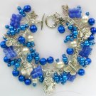 Cameo Czech butterfly bead dragonfly royal blue charm bracelet