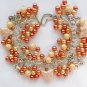 Cat peach cream pearl pressed glass bead cha cha charm bracelet