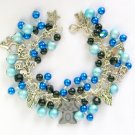Hematite cat and angel blue black cha cha charm bracelet Hematite cat and angel blue black cha cha charm bracelet