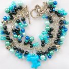 Dog aqua blue and black pony bead charm bracelet Dog aqua blue and black pony bead charm bracelet