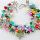 Rainbow multi color bead butterfly cha cha charm bracelet