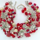 Red Czech Butterfly glass bead cha cha charm bracelet Red Czech Butterfly glass bead cha cha charm bracelet