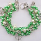 Lucky four leaf clover green bead cha cha charm bracelet Lucky four leaf clover green bead cha cha charm bracelet