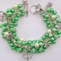 Lucky four leaf clover green bead cha cha charm bracelet