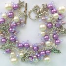 Angel light purple pearl glass bead cha cha charm bracelet Angel light purple pearl glass bead cha cha charm bracelet