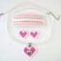 Pink Peach kitty charm Plastic Canvas heart earrings pendant bow barrette set