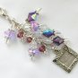 Picture Frame Zipper Purse Charm purple iridescent crystal bead