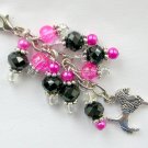 Poodle dog Zipper Purse Charm pink black glass crystal bead Poodle dog Zipper Purse Charm pink black glass crystal bead