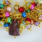 Rainbow Czech pressed glass purple cat bead heart charm bracelet