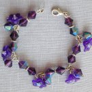 Bell flower purple AB iridescent bicone bead bracelet earrings set Bell flower purple AB iridescent bicone bead bracelet earrings set
