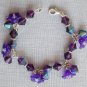 Bell flower purple AB iridescent bicone bead bracelet earrings set