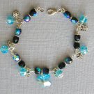 Aqua butterfly blue and black AB Iridescent crystal bracelet earrings set Aqua butterfly blue and black AB Iridescent crystal bracelet earrings set