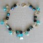 Aqua butterfly blue and black AB Iridescent crystal bracelet earrings set