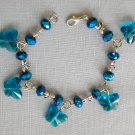 Aqua glass butterfly dragonfly peacock blue AB crystal bracelet earrings set Aqua glass butterfly dragonfly peacock blue AB crystal bracelet earrings set