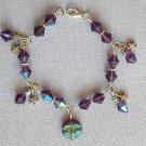 Purple iridescent AB Czech moon star crystal bead charm bracelet earrings sret