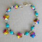 Rainbow bright carnival AB crystal glass flower bead bracelet earngs set