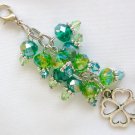 Four Leaf Clover Zipper Purse Charm green crystal bead