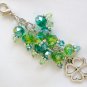 Four Leaf Clover Zipper Purse Charm green crystal bead