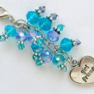 Girl Friends Zipper Purse Charm aqua blue crystal bead BFF Girl Friends Zipper Purse Charm aqua blue crystal bead BFF
