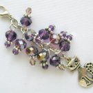 Cat Zipper Purse Charm purple crystal glass bead Cat Zipper Purse Charm purple crystal glass bead