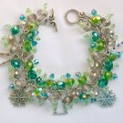 Christmas tree snowflake green crystal bead charm bracelet Christmas tree snowflake green crystal bead charm bracelet