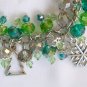 Christmas tree snowflake green crystal bead charm bracelet