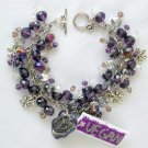 Vegan Vegetarian purple crystal bead charm cha cha bracelet