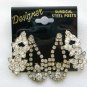 Vintage clear rhinestone butterfly and drop pierced earrings 2 sets