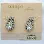 Vintage Tempo clear rhinestone pear drop pierced earrings