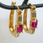 Ruby red stone 925 china latch back gold tone pierced earrings