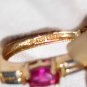 Ruby red stone 925 china latch back gold tone pierced earrings