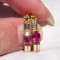 Ruby red stone 925 china latch back gold tone pierced earrings