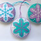 Felt snowflake Christmas ornament purple light aqua white lot Felt snowflake Christmas ornament purple light aqua white lot