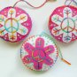 Felt peace sign snowflake ornament pink white tie dye variegated lot